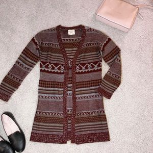 Burgundy & Gray Cardigan